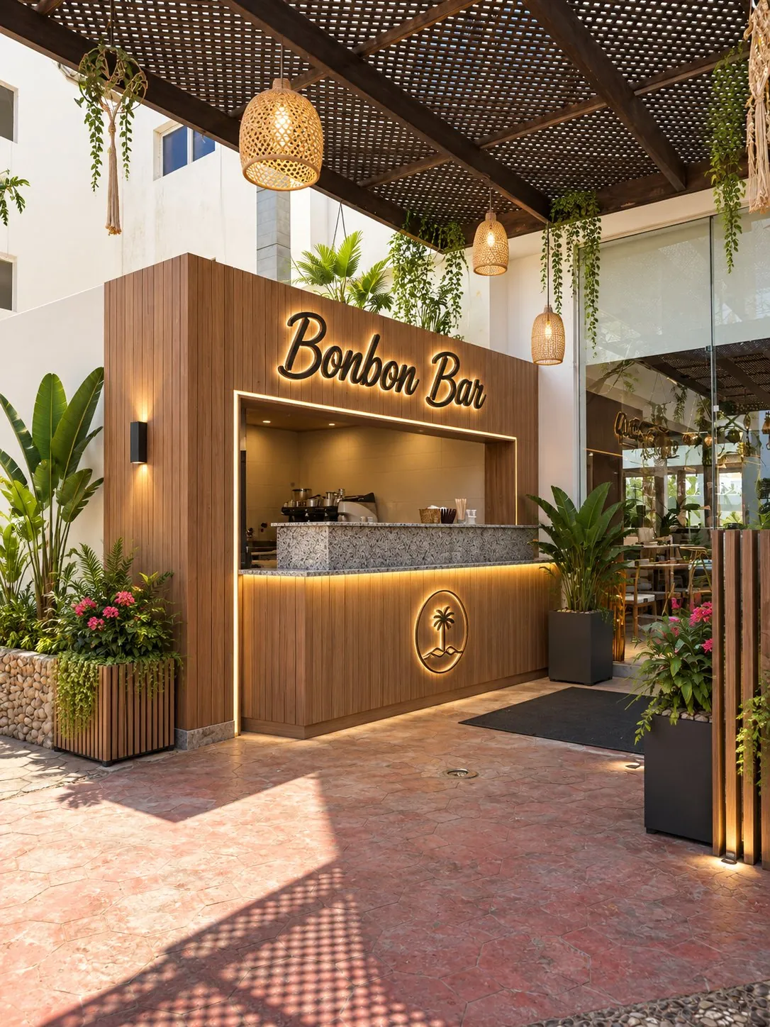The Bonbon Bar with its gold-lit name